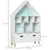 HOMCOM Kids Wooden Bookshelf Chest and Toy Storage Unit w/ Drawer, Children's Bookcase Organizer Cabinet Blue/Pink