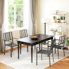 Outsunny Set of 4 Garden Chairs, Stackable Outdoor Chairs with Metal Slatted Seat & Backrest, for Yard, Garden, Black