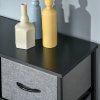HOMCOM 9 Drawers Storage Chest Dresser Organizer Unit w/ Steel Frame, Wood Top, Easy Pull Fabric Bins, for Bedroom, Hallway, Entryway, Black & Grey