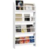 HOMCOM Hanging Wall File Holder, 4 Tier Desk Tidy Organiser, Paper Document Magazine Storage Rack with Wooden Baffles for Office Home, Accessories Supplies, White