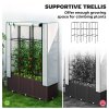 Outsunny Raised Garden Bed with Trellis, Plastic Planter Box with PE Cover, Drainage Holes, Drain Plugs and Water Reservoirs for Climbing Plants, Vegetables, Flowers, 120 x 40 x 140 cm
