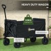 Outsunny 120L Festival Trolley on Wheels, Folding & Compact Camping Trolley Cart with Adjustable Handle for Garden, Beach, Fishing, Black