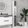 kleankin 180cm Tall Bathroom Cabinet, Slim Bathroom Storage Cabinet with 4 Open Shelves, 2 Door Cupboards and Adjustable Shelves