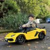 HOMCOM Lamborghini Aventador Licensed Kids' Electric Ride-on with Remote Control, 12V Powered Electric Car for Kids with Butterfly Doors, Auxiliary wheels, Music, Horn, Suspension - Yellow