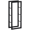 HOMCOM Metal Firewood Log Holder Tall Firewood Rack Indoor Outdoor Fireplace Wood Storage Shelf with Side Rails, Rust-Resistant, Black, 40W x 25D x 100H cm