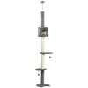 PawHut Floor to Ceiling Cat Tree for Indoor Cats, Kitten Tower, Condo, Multi-Layer Activity Center, Indoor Pet Play House with Solid Scratching Post Hanging Balls, Light Grey