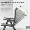 Outsunny Set of 2 Outdoor Wicker Folding Chairs, Patio PE Rattan Dining Armrests Chair set with 7 Levels Adjustable Backrest, for Outdoors, Camping, Brown