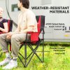 Outsunny Set of 2 Folding Camping Chairs, Padded Camping Chairs with Adjustable Armrests, Portable & Lightweight Folding Camp Chair with Cooler Bag, Cup Holder and Side Pockets, Red