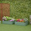 Outsunny Set of 2 291L Raised Garden Bed, Elevated Planter Box with Galvanised Steel Frame for Growing Flowers, Herbs, 100 x 100 x 30 cm, Green