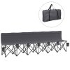 Outsunny 6 Seater Folding Bench, Outdoor Camping Chair Portable Sports Spectator Chair with Metal Frame, Cup Holder & Carry Bag, Charcoal Grey
