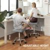 HOMCOM Square Rolling Stool, Height Adjustable PU Leather Salon Chair with Padded Seat and Foot Rest, Swivel Beauty Stool on Wheels for Spa Drafting Salon Tattoo Work Massage, Grey