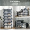 HOMCOM 6-Tier Shoe Rack Organiser, Stackable Storage Boxes with Doors, Shoe Storage Cabinet for Living Room, Entryway, Hallway, Black