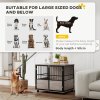 PawHut Dog Crate Furniture, Dog Cage End Table Indoor with 3 Doors, Furniture Style Dog Crate with Soft Washable Cushion, for Medium Dogs, 80L x 60W x 68Hcm