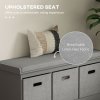 HOMCOM Shoe Bench with 3 Fabric Baskets, Shoe Storage Bench with Seat Cushion, Shoe Cabinet for Entryway, Hallway, Living Room, Bedroom