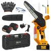 Outsunny 8 Inch Electric Chainsaw, Cordless Mini Chain Saw with Brushless Motor, 2 x 4000mAh Batteries and Safety Lock, Handheld Portable Wood Pruning Saw for Trimming Cutting, Orange