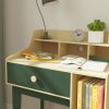 AIYAPLAY Kids Desk and Chair Set, Children Study, Table and Chair Set with Storage Shelves, Drawer, Kids Table and Chair Set for 3-10 Years, Green