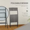 Outsunny 3 Pieces Rattan Bistro Set, Wicker Folding Garden Furniture Set with Glass Top Coffee Table and Chairs for Outdoor, Patio, Balcony, Grey