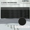 HOMCOM Double Ottoman Bed Frame, 4ft6 Gas Lift Storage Bed with 2-Level Adjustable Velvet Upholstered Headboard, Wheeled Drawer and Wooden Slats, No Mattress, Black
