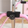 HOMCOM Kids Gymnastics Bar, Horizontal Bar for Kids, Adjustable Height Folding Gymnastics Equipment with Gymnastic Rings, Non-slip Rubber Floor Rings, for Home, Flat, Pink