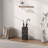 HOMCOM Metal Umbrella Stand, Square Umbrella Holder with Removable Drip Tray and 4 Hooks, Decorative Umbrella Storage Rack for Hallway, Entryway, 15.5 x 15.5 x 41 cm, Black