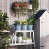 Outsunny Set of 3 Plastic Round Plant Pots Outdoor 22cm, Garden Planters, Flower Pots for Garden Decoration, Patios, Indoor, Outdoor, Home, Blue