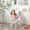 ZONEKIZ Kids Dressing Table with Mirror and Stool , Kids Vanity Table Girls Dressing Table with Drawer, Storage Shelf, Rabbit Design, for Ages 3-6 Years - White and Pink