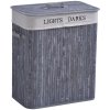 HOMCOM 100L Collapsible Natural Wood  Laundry Hamper Organizer Clothes Washing Basket Bin Storage Box w/Lid Removable Lining 52x32x63cm, Grey