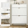 HOMCOM Narrow Shoe Cabinet, Slim Shoe Storage Cabinet with Adjustable Shelves for 12 Pairs of Shoes, White