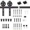 HOMCOM 183CM/6FT Modern Sliding Door Kit, Barn Door Closet Hardware Track Kit Track System Unit for Single Wooden Door 6FT/1830mm