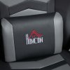 HOMCOM Massage Recliner Chair with Remote, PU Leather Recliner Armchair with Cup Holders and Side Pockets, Racing Style Reclining Chair with Headrest, 360° Swivel, Lumbar Support, Grey