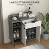 HOMCOM Shoe Cabinet, Hallway Shoe Storage Cabinet with 4-Tier Open Shelf, Double Doors and 3 Adjustable Shelves for 12 Pairs of Shoes, Graphite Wood Effect