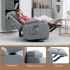 HOMCOM Massage Recliner Chair with 8 Vibration & Heat, PU Leather Recliner Armchair with Cup Holders and Side Pockets, Manual Reclining Chair with Remote, 360° Swivel, Rocking, Light Grey