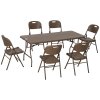 Outsunny 6 Seater Garden Dining Set, Rattan-Style HDPE Garden Furniture Set, Outdoor Dining Table and Chairs with 6 Armchairs and Rectangular Plastic Top Table for Patio, Balcony, Dark Brown