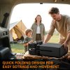 Outsunny 140L Festival Trolley on Wheels, Folding Camping Trolley Cart with Telescopic Handle, Big Wheels for Outdoor Garden Beach Fishing, Dark Grey