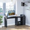 HOMCOM L-Shaped Desk, Corner Computer Desk, Adjustable Study Table with Storage Shelf, Drawer and Cabinet, Workstation for Home Offic