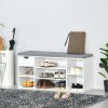 HOMCOM Shoe Bench with Seat Cushion Shoe Storage Cabinet with 7 Compartments Drawer Adjustable Shelves for Entryway Hallway Living Room