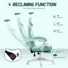 HOMCOM Gaming Chair for Adults with Cat Ears, Faux Leather Reclining Computer Chair with Footrest, Lumbar Support and Headrest, Height Adjustable Swivel Seat, Light Blue