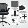 Vinsetto Drafting Chair with Flip-up Armrest, Mesh Office Stool with Foot Ring, 360 Degree Swivel Height Adjustable Chair for Standing Desk, Black