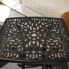 Outsunny Outdoor Garden Table with 38mm Dia. Umbrella Hole, Cast Aluminium Patio End Table with Anti-slip Foot Pads for Garden, Patio, Balcony, 54 x 54cm, Black