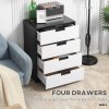 HOMCOM Chest of Drawers, 4 Drawers Cabinet Storage Organiser Unit with Handles for Bedroom, Living Room, White and Black