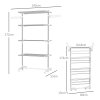 HOMCOM 4-Tier Clothes Airer, Stainless Steel Foldable Clothes Drying Rack with Wheels and Wings, Indoor and Outdoor, Easy Assembly, 142 x 55 x 172cm