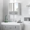 kleankin Bathroom Mirror Cabinet, Wall Mounted Storage Cupboard with Double Doors and Adjustable Shelf, Bathroom Organizer