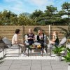 Outsunny 4 Piece Garden Sofa Set, 2 Single Armchair, Loveseat and Coffee Table Set with Steel Frame, Outdoor Furniture with Thick Cushions, Light Grey