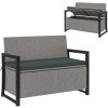 Outsunny Garden Storage Bench with 151.5L Capacity, Inner Bag, 2 Seater PE Rattan Outdoor Garden Bench with Storage, Cushion, Wicker Outdoor Bench Loveseat for Patio, Grey