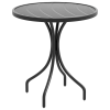 Outsunny 66cm Garden Side Table, Round Bistro Coffee Table, Outdoor Patio Table with Steel Frame and Slat Tabletop for Balcony and Porch, Black