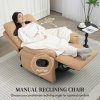 HOMCOM Recliner Armchair with Thick Padded Spring Cushion, Microfibre Manual Reclining Chair with Adjustable Leg Rest for Living Room, Bedroom, Light Brown