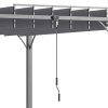 Outsunny 3 x 3(m) Outdoor Louvered Pergola with Adjustable Roof, AluminIum Patio Gazebo Canopy with Ground Stakes for Patio, Lawn, Garden, Grey