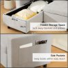 HOMCOM Sofa Bed with Storage, Convertible L Shaped Corner Sofa, 3 Seater Pull Out Sofa Bed with Reversible Chaise, Side Pockets for Living Room, Bedroom, Small Spaces, Light Grey