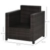 Outsunny Single Seater Rattan Chair, PE Wicker Garden Armchair with 10 cm Thickened Cushion, All-Weather Rattan Garden Chair with Armrests, Brown
