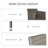 Outsunny 2 Pieces Outdoor PE Rattan Dining Chairs Set with Cushion, Garden Armchair with Armrests, High Backrest, Metal Frame Patio Wicker Furniture, Grey